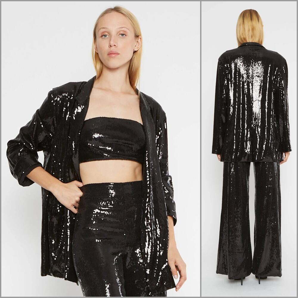 RIPLEY RADER Black Sequin Oversized Blazer Jacket size 3(M)